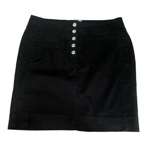 Moschino/Love Moschino Black Lightweight Mini Skirt with Silver Buttons, Size 10